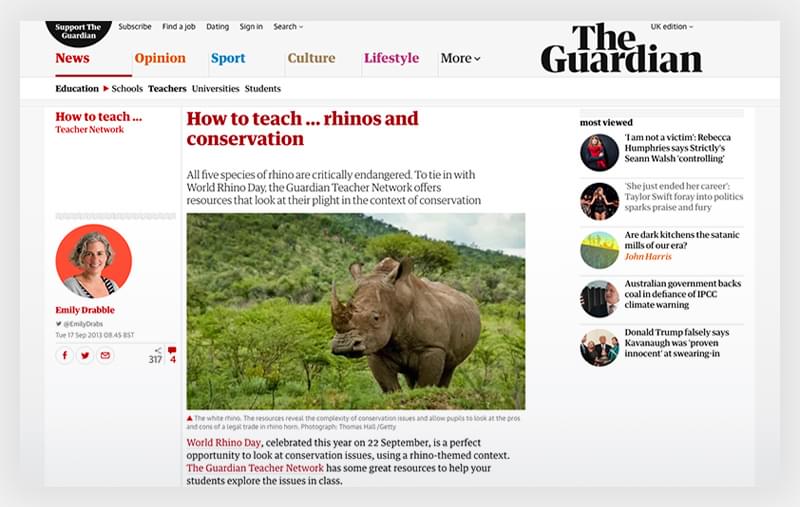 How to teach … rhinos and conservation